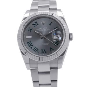 ロレックス デイトジャスト41 SS/K18WGホワイトゴールド ランダムシリアル ルーレット 126334 ROLEX 腕時計 スレート文字盤 中古