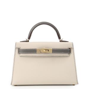 エルメス ハンドバッグ ミニケリー2 外縫い クレ/グリメイヤー/シャンパンゴールド金具 エプソン W刻印 HERMES 2wayバッグ SPO 【安心保証】