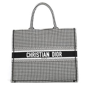 クリスチャン・ディオール トートバッグ 千鳥格子 ブックトート ラージ キャンバス M1286ZRPI Christian Dior 中古