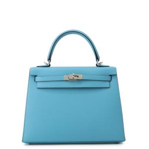 エルメス ハンドバッグ ケリー25 外縫い ブルーノール/シルバー金具 エプソン D刻印 HERMES Kelly 2wayバッグ 中古