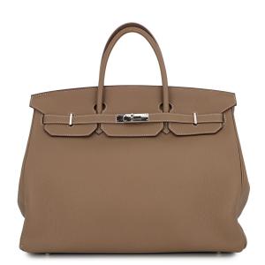 エルメス バーキン40 エトゥープ/シルバー金具 トゴ B刻印 HERMES Birkin ハンドバッグ 中古