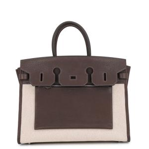 エルメス バーキン35 アランヴェール エベンヌ/エクリュ/シルバー金具 バレニア/トワルアッシュ K刻印 HERMES Birkin ハンドバッグ 【安心保証】