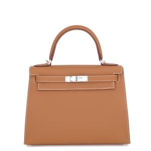 エルメス ハンドバッグ ケリー28 外縫い ゴールド/シルバー金具 エプソン B刻印 HERMES Kelly 2wayバッグ 中古