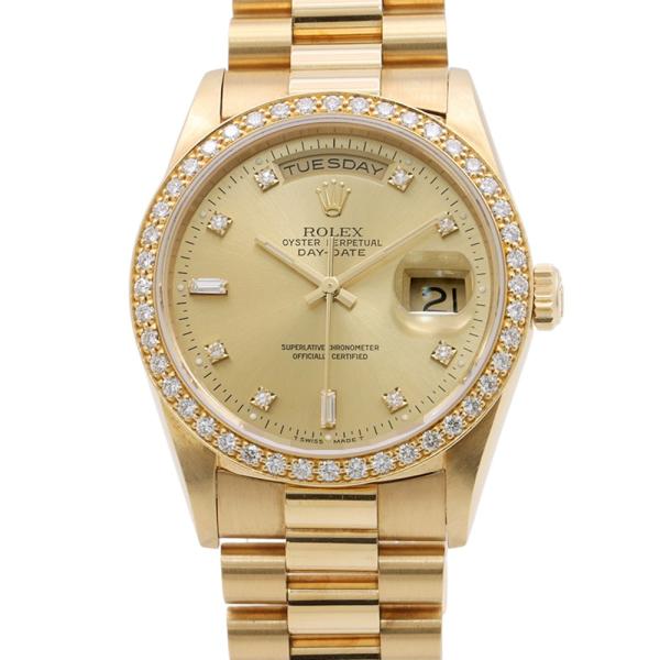 ロレックス デイデイト ダイヤベゼル K18YG R番 18348A ROLEX 腕時計 シャンパン...