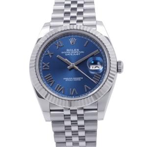 ロレックス デイトジャスト41 SS/K18WG ランダムシリアル ルーレット 126334 ROLEX 腕時計 ブライトブルー文字盤 中古