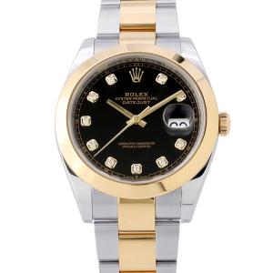 ロレックス デイトジャスト 41 SS/K18YG 126303G ROLEX 腕時計 黒文字盤 10Pダイヤ 中古