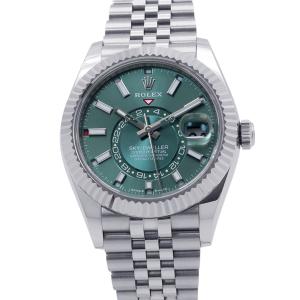 ロレックス スカイドゥエラー SS/K18WG ランダムシリアル ルーレット 336934 ROLEX 腕時計 ミントグリーン文字盤 中古