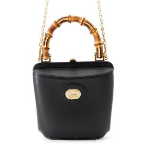グッチ ハンドバッグ バンブー レザー 746251 GUCCI 2wayチェーンショルダーバッグ 黒 中古