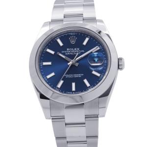 ロレックス デイトジャスト41 ランダムシリアル ルーレット 126300 ROLEX 腕時計 ブライトブルー文字盤 中古