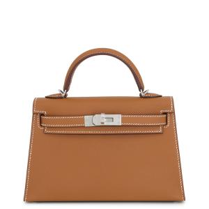 エルメス ハンドバッグ ミニケリー2 外縫い ゴールド/シルバー金具 エプソン G刻印 HERMES Kelly 2wayバッグ