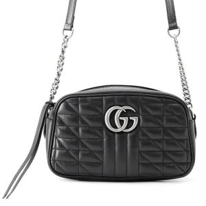 グッチ チェーンショルダーバッグ GGマーモント キルティング スモール 447632 GUCCI バッグ 黒 中古