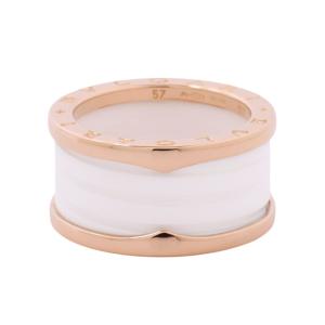 ブルガリ リング ビーゼロワン B-ZERO1 4バンド K18PGピンクゴールド/ホワイトセラミック リングサイズ57 BVLGARI 指輪 中古