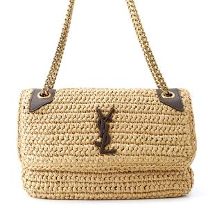 サンローランパリ チェーンショルダーバッグ ニキ ラフィア/レザー 620329 SAINT LAURENT PARIS 中古