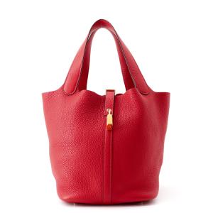 エルメス ハンドバッグ ピコタンロックMM ルージュカザック/ゴールド金具 トリヨンクレマンス C刻印 HERMES トートバッグ 中古