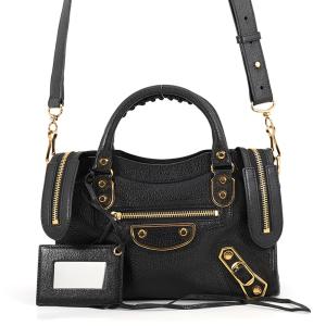 バレンシアガ ハンドバッグ クラシック メタリック エッジ ミニ シティ 390160 2wayショルダー 黒 中古