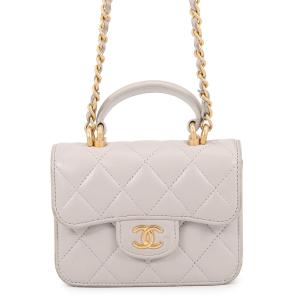 シャネル チェーンショルダーバッグ ミニ マトラッセ ココマーク トップハンドル AP2200 ラムスキン CHANEL 中古
