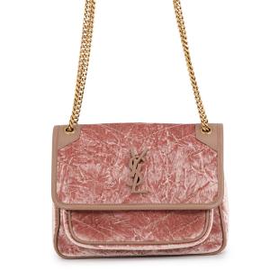 サンローランパリ チェーンショルダーバッグ ニキ ベイビー ベルベット レザー 633160 SAINT LAURENT PARIS 中古