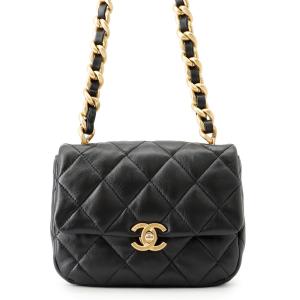 シャネル チェーンショルダーバッグ ミニマトラッセ ココマーク ラムスキン AS3205 CHANEL 黒 中古