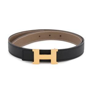 エルメス ベルト コンスタンスH ギロッシュ ブラック/エトゥープ/ゴールド金具 スイフト/エプソン B刻印 サイズ70 黒 中古