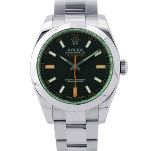 ロレックス ミルガウス グリーンガラス V番 116400GV ROLEX 腕時計 黒文字盤 中古