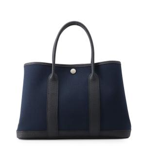 エルメス トートバッグ ガーデンパーティTPM ブルーマリン/ブラック/シルバー金具 トワルアッシュ/ネゴンダ B刻印 黒 中古