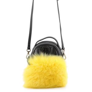モンクレール ショルダーバッグ ジョルジーヌ スモール レザー ファー B209A0065400 MONCLER 黒 中古