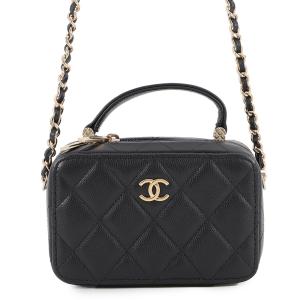 シャネル チェーンバニティバック ミニ マトラッセ ココマーク キャビアスキン AP2634 CHANEL バッグ 黒 中古