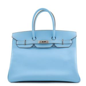 エルメス バーキン35 キャンディ セレステ/ミコノス/シルバー金具 エプソン □N刻印 HERMES Birkin ハンドバッグ 中古