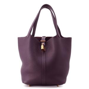 エルメス ハンドバッグ ピコタンロックMM カシス/ゴールド金具 トリヨンクレマンス D刻印 HERMES トートバッグ 中古