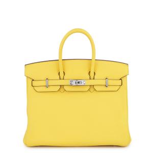 エルメス バーキン25 ジョーヌナプル/シルバー金具 トリヨンノビーヨ D刻印 HERMES Birkin ハンドバッグ 中古