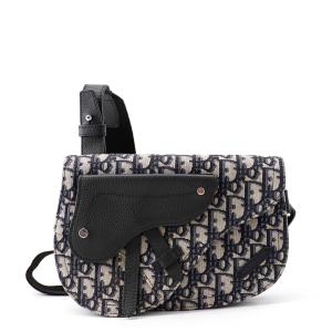 クリスチャン・ディオール ボディバッグ オブリーク ジャカード サドル ポーチ 1ADPO095YKY Christian Dior 黒 トロッター 中古