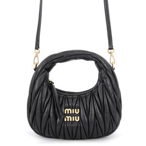 ミュウミュウ ハンドバッグ ワンダー マテラッセ ホーボーバッグ ミニ レザー 5BP078 Miu Miu 2way 黒 中古
