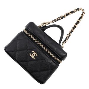 シャネル バッグチャーム ココマーク マトラッセ ミニバッグ キャビアスキン AP4897 CHANEL ミニポーチ 小物入れ 黒 中古