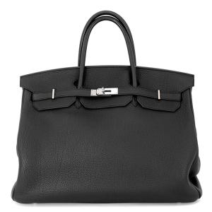 エルメス バーキン40 ブラック/シルバー金具 トゴ D刻印 HERMES Birkin ハンドバッグ 黒 中古