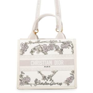 ディオール トートバッグ ブックトート スモール キャンバス M1325CZHT Christian Dior 2way 白 中古