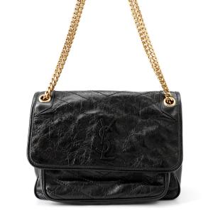 サンローランパリ チェーンショルダーバッグ ニキ ミディアム 633158 ヴィンテージレザー SAINT LAURENT PARIS 黒 中古