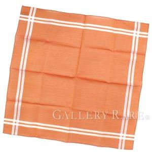 エルメス ハンカチ チェック ストライプ コットン ハンカチーフ オレンジ 無料 メンズ バンダナ Hermes
