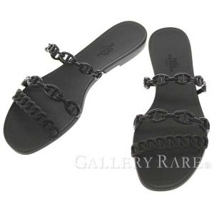 エルメス サンダル リヴァージュ Rivage シェーヌダンクル ラバー ブラック 黒 靴 ラバーサンダル ビーチサンダル レディースサイズ38 レビューを書けば送料当店負担 18年新作 Hermes