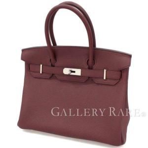 エルメス バーキン30 cm ハンドバッグ ボルドー×シルバー金具 トゴ A刻印 HERMES Birkin バッグ｜gallery-rare