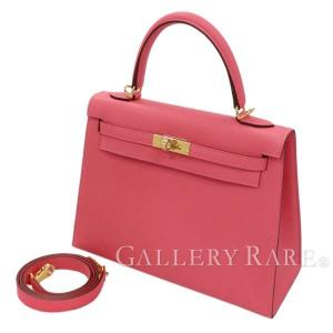 エルメス ハンドバッグ ケリー25 cm 外縫い ローズリップスティック×ゴールド金具 シェーブルミゾール D刻印 HERMES Kelly バッグ｜gallery-rare