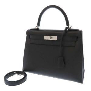 エルメス ハンドバッグ ケリー28 外縫い ブラック/シルバー金具 ヴォーエプソン Y刻印 HERMES Kelly 2wayバッグ 黒｜gallery-rare