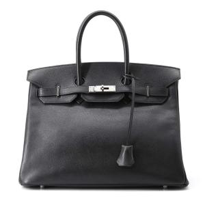 エルメス バーキン35 ブラック/シルバー金具 ヴォーエプソン □H刻印 HERMES Birkin...