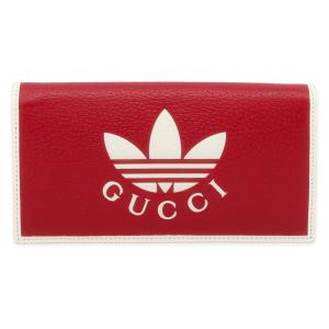 グッチ チェーンウォレット アディダス コラボ インターロッキングG トレフォイル プリント 621892 GUCCI 白｜gallery-rare