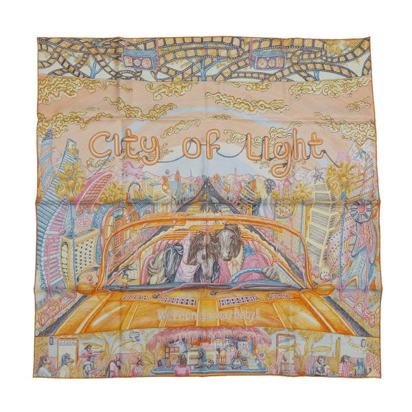 エルメス スカーフ カレ90 シティー・オブ・ライト City of Light HERMES シル...