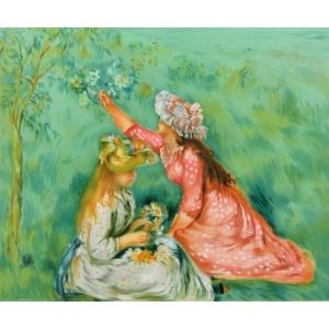 ルノワール「花摘みの少女達」　新品額装