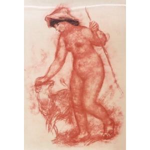 ルノワール「犬と少女」　新品額装