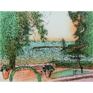 中古】Ramon Dilley ラモン・ディレイ 海岸の散歩道 リトグラフ 版画
