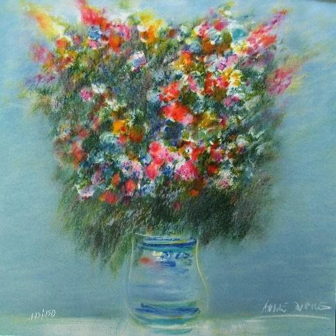 アングル「青い光りのブーケ」 新品額装