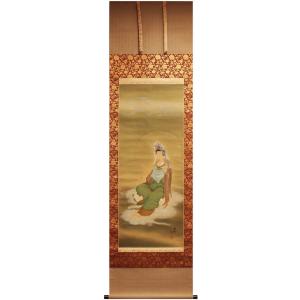 和田清雪「 雲上聖観音 」 掛軸 尺五立 掛け軸 仏画 観音様 仏教