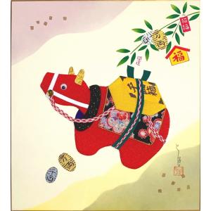 金武蘇春 干支色紙:卯『招福兎』 色紙絵 絵画 日本画 十二支 金武蘇春 干支色紙:卯『招福兎』 色紙絵 絵画 日本画 十二支